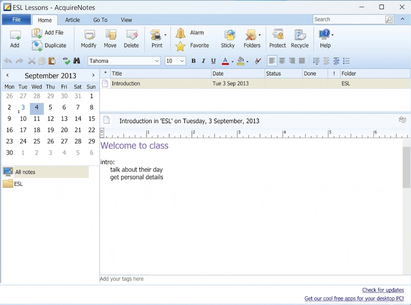 Acquire Notes program design by Nigel M Openshaw