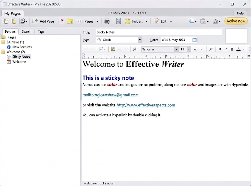 Effective Writer desktop program by Nigel M Openshaw