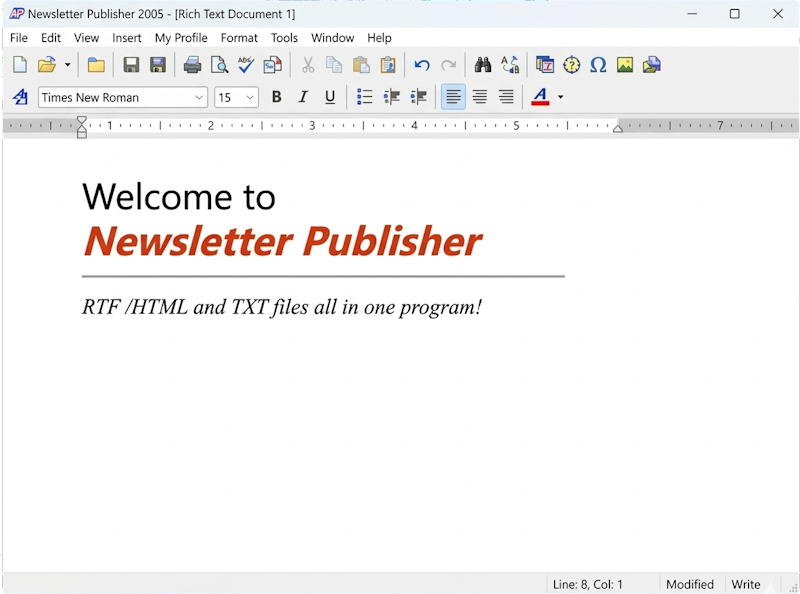 Newsletter Publisher setup interface by Nigel M Openshaw